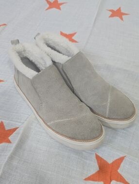 Slip-On Suede Fleece-Lined Women's Shoes - Gray Size 11